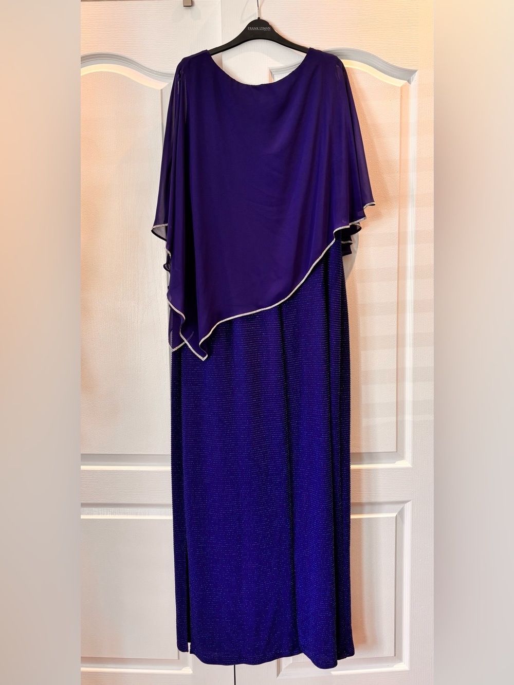 Frank Lyman Design Royal Blue Maxi Dress with Sheer Overlay - Picture 2 of 9